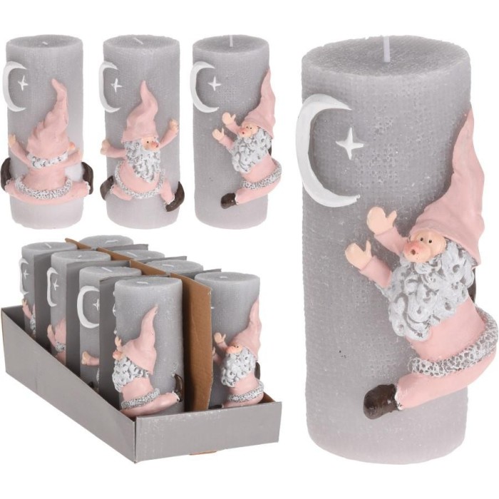 CANDELA DECO GNOMO ROSA 15CM 2